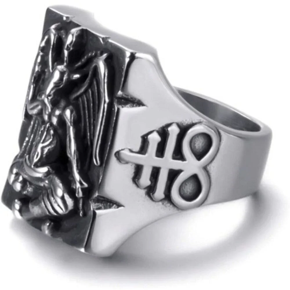 Stainless Steel Goat Satanic Punk Ring